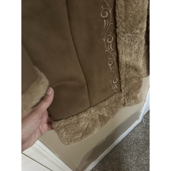 Vintage 90s Y2K Espirit Penny Lane Coat Womens S Tan Faux Suede Boho Festival - Picture 6 of 8